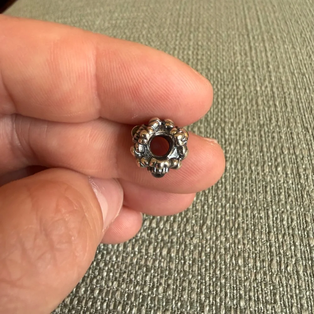 Pandora Sterling Silver Floral Charm with Center Gem - 925 Sterling Silver - Picture 6 of 7